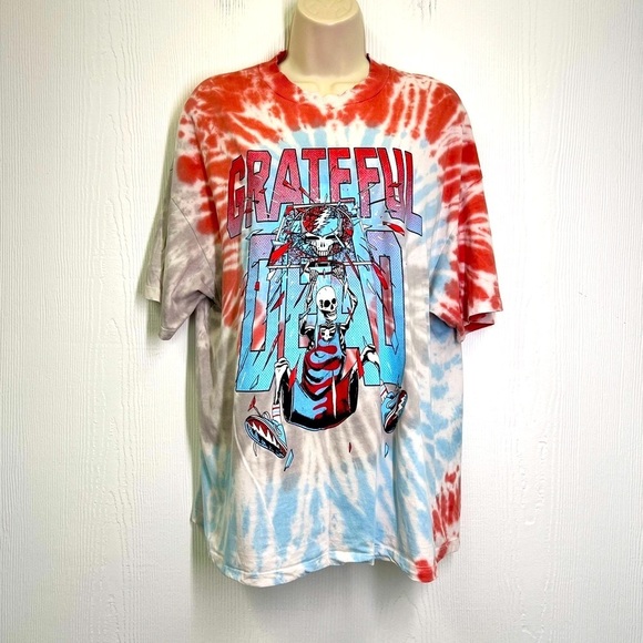 H&M - Grateful Dead Tie Dye Skeleton Basketball Graphic Oversized T Shirt XXS - Picture 3 of 10